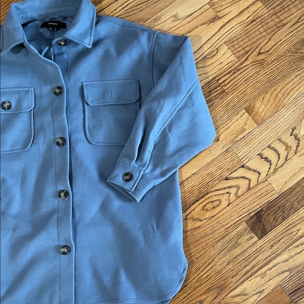 Forever 21 Charcoal Blue Button Coat - Picture 4 of 4